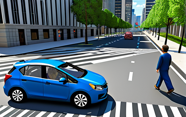 자율주행 차량의 도로 안전성 향상 방안 - Autonomous Vehicle Perception System**

"A futuristic self-driving car navigating a busy city street...