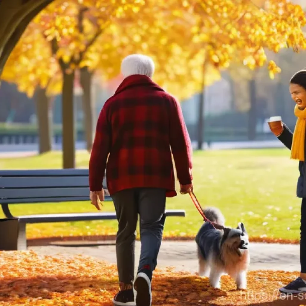 자율주행 도시 설계의 윤리적 고려사항 - A bustling urban park on a sunny autumn afternoon. A diverse group of people are enjoying various ac...