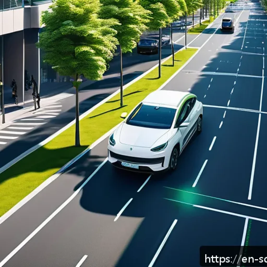 자율주행 도시 설계의 필요성과 의의 - A futuristic urban street scene showcasing autonomous electric vehicles smoothly navigating through ...